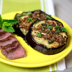 Grilled Eggplant with Garlic Sauce and Mint