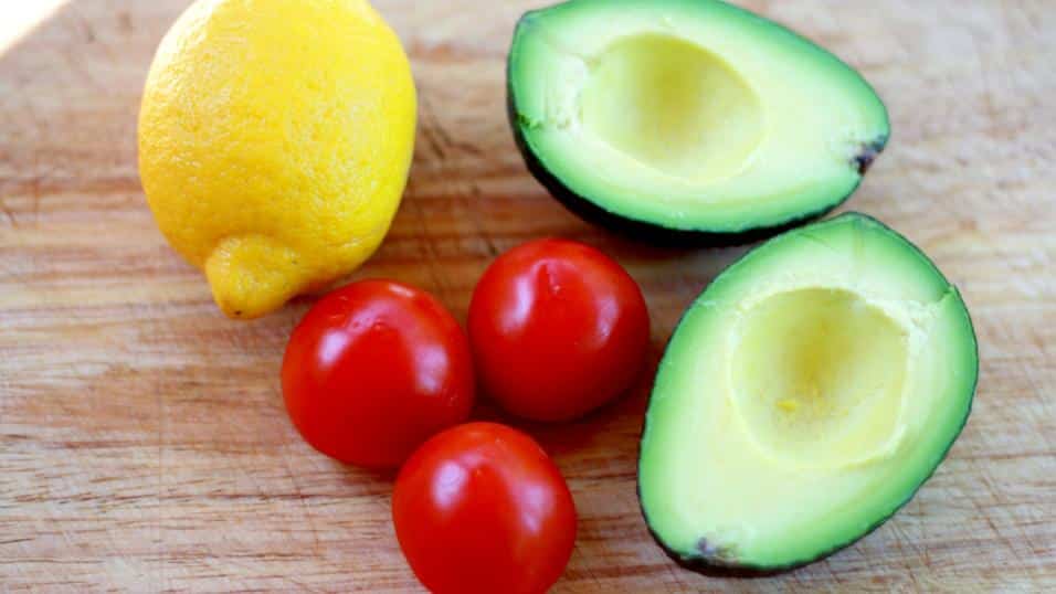 avocados, tomatoes, and lemon