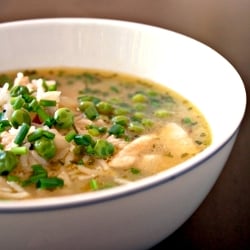 Lemon Rice and Pea Soup with Chicken