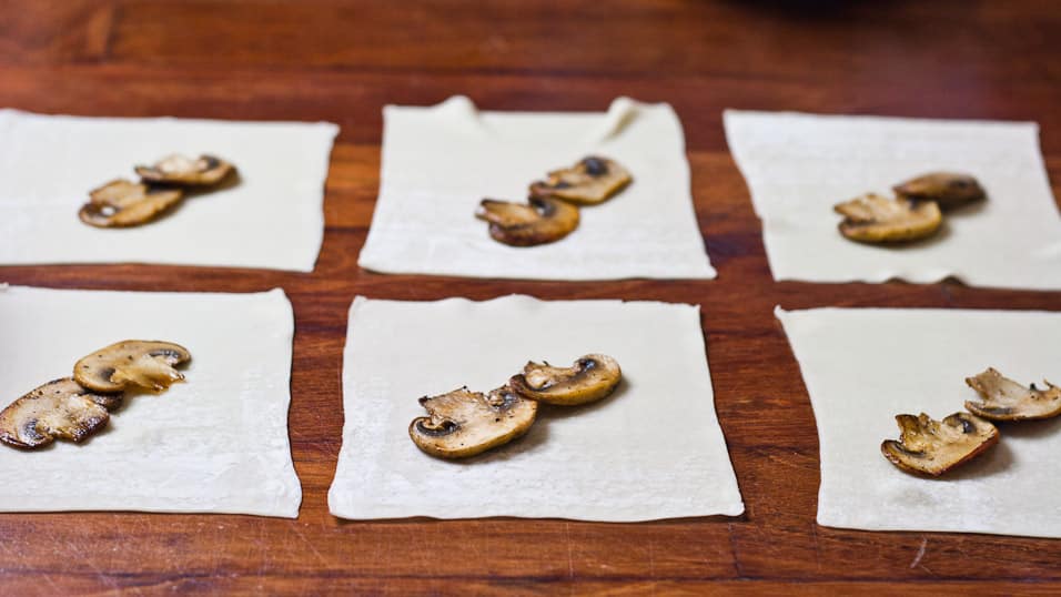 laying the mushrooms