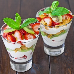 Strawberry and Kiwi Parfait with Cornflakes