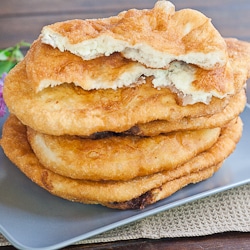 Fried Dough Filled with Feta Cheese a.k.a. â€œLangosi cu Branzaâ€