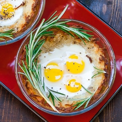 Quail Eggs in Hash Browns Nests