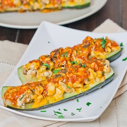 Chicken Enchilada Stuffed Zucchini