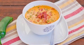 white tuscan bean soup with bacon and kabanos