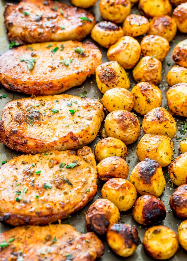 Ranch Pork Chops and Potatoes Sheet Pan Dinner - get out your sheet pan to make this delicious and easy dinner with ranch pork chops and potatoes!