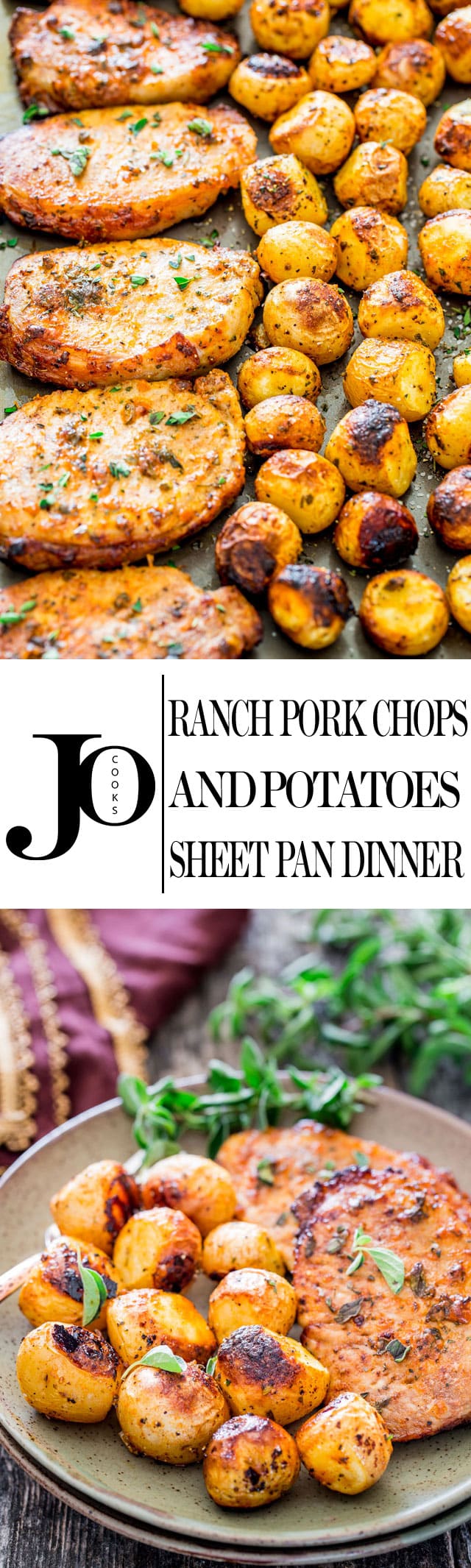 Ranch Pork Chops and Potatoes Sheet Pan Dinner - Jo Cooks