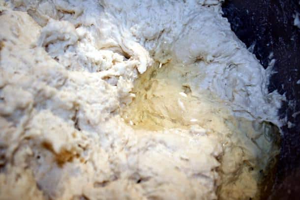 The dough after water has been mixed in
