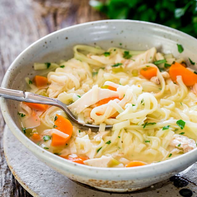 Homemade Chicken Noodle Soup in a bowl