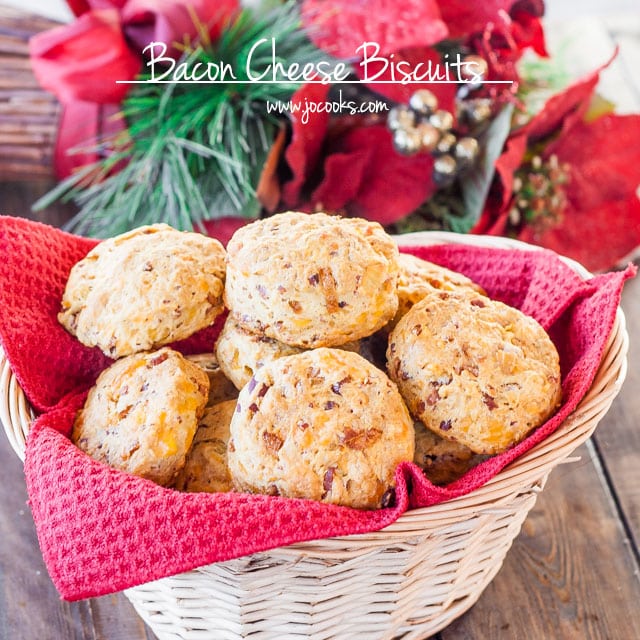 Basket full of Bacon Cheese Biscuits