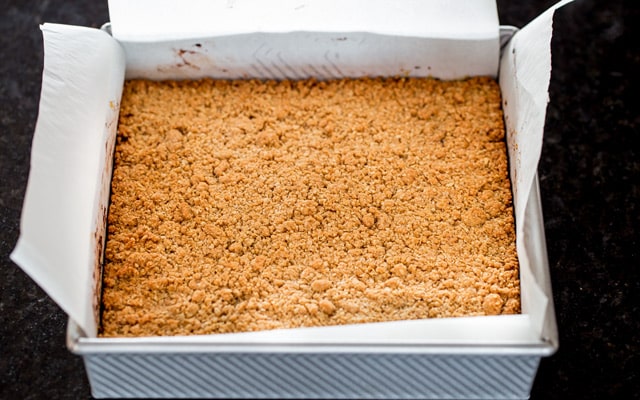 a pan of Date Squares right out of the oven