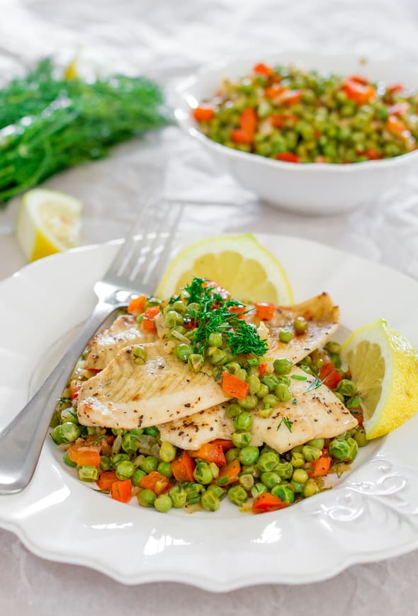 Fresh Sole Fish with Pea Salad