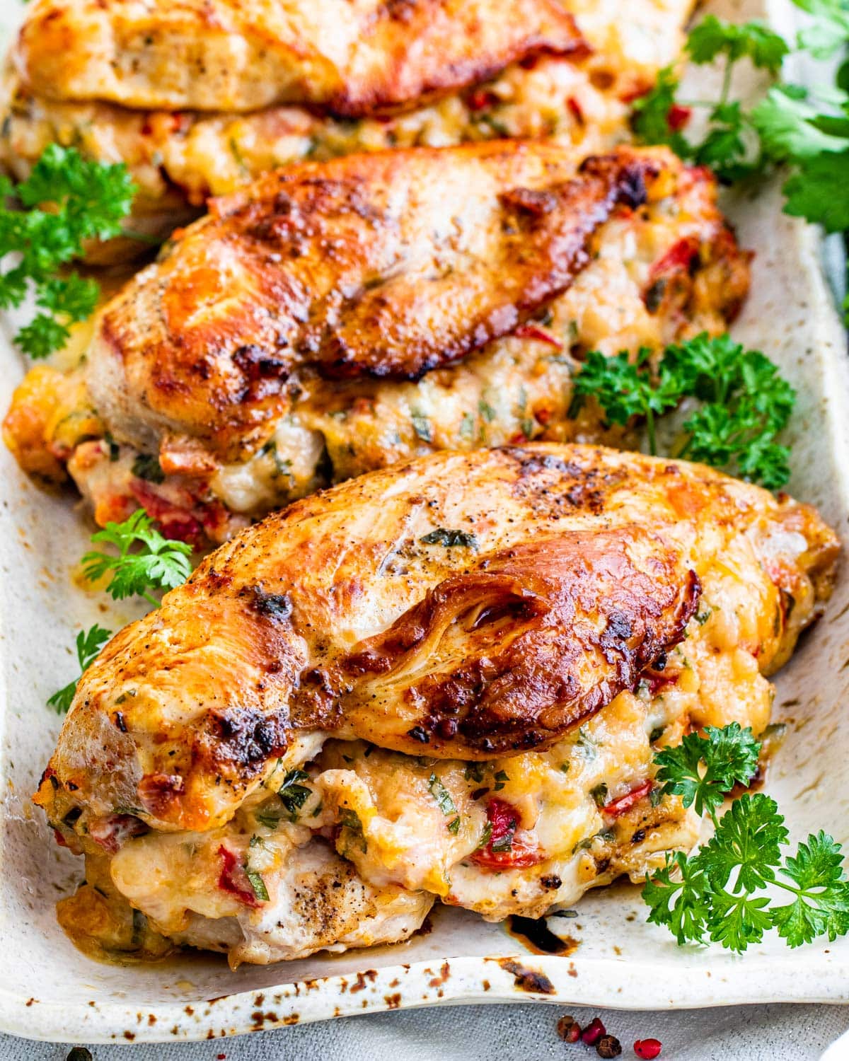 Roasted Peppers and Asiago Stuffed Chicken Breasts - Jo Cooks