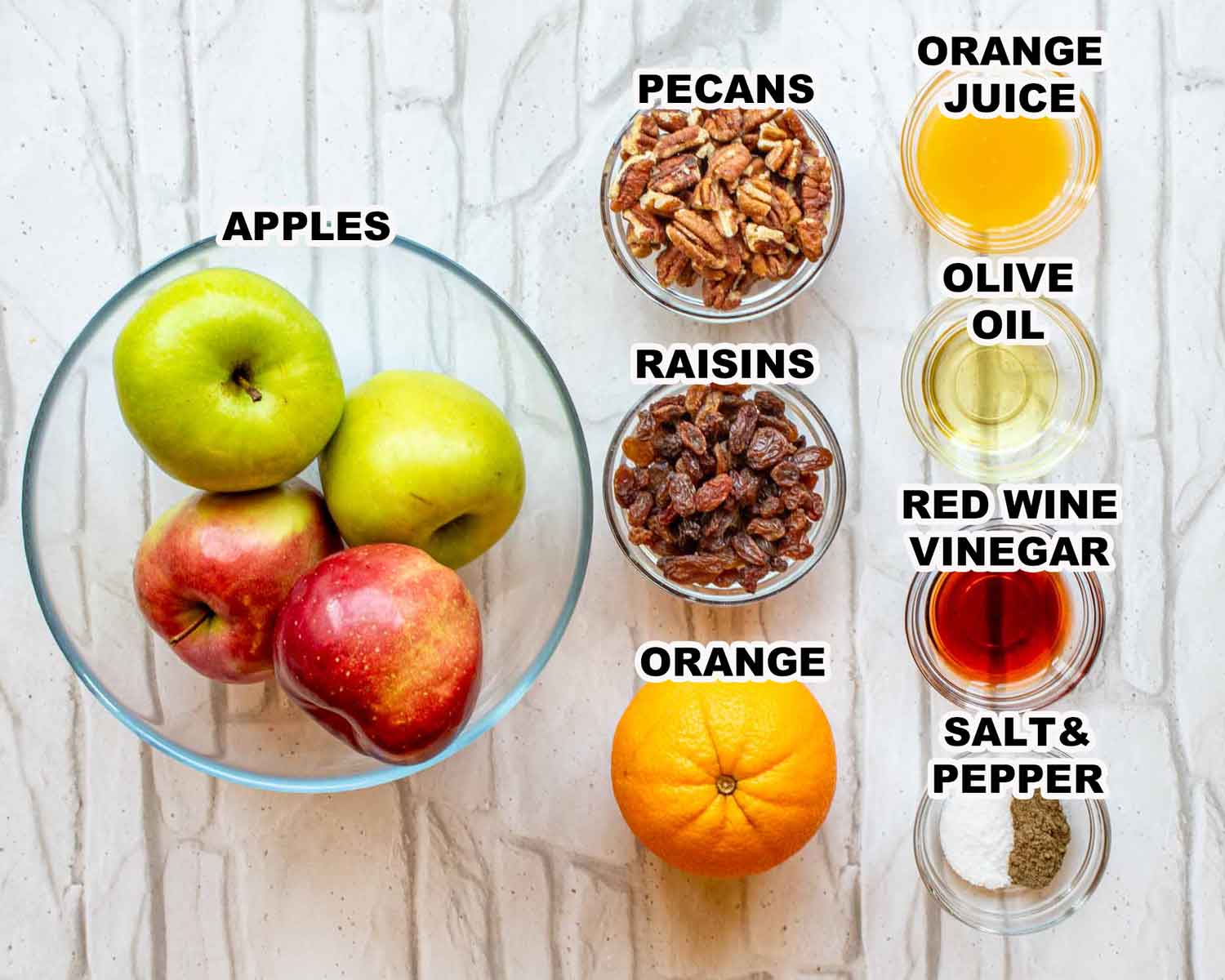 ingredients needed to make apple orange salad.