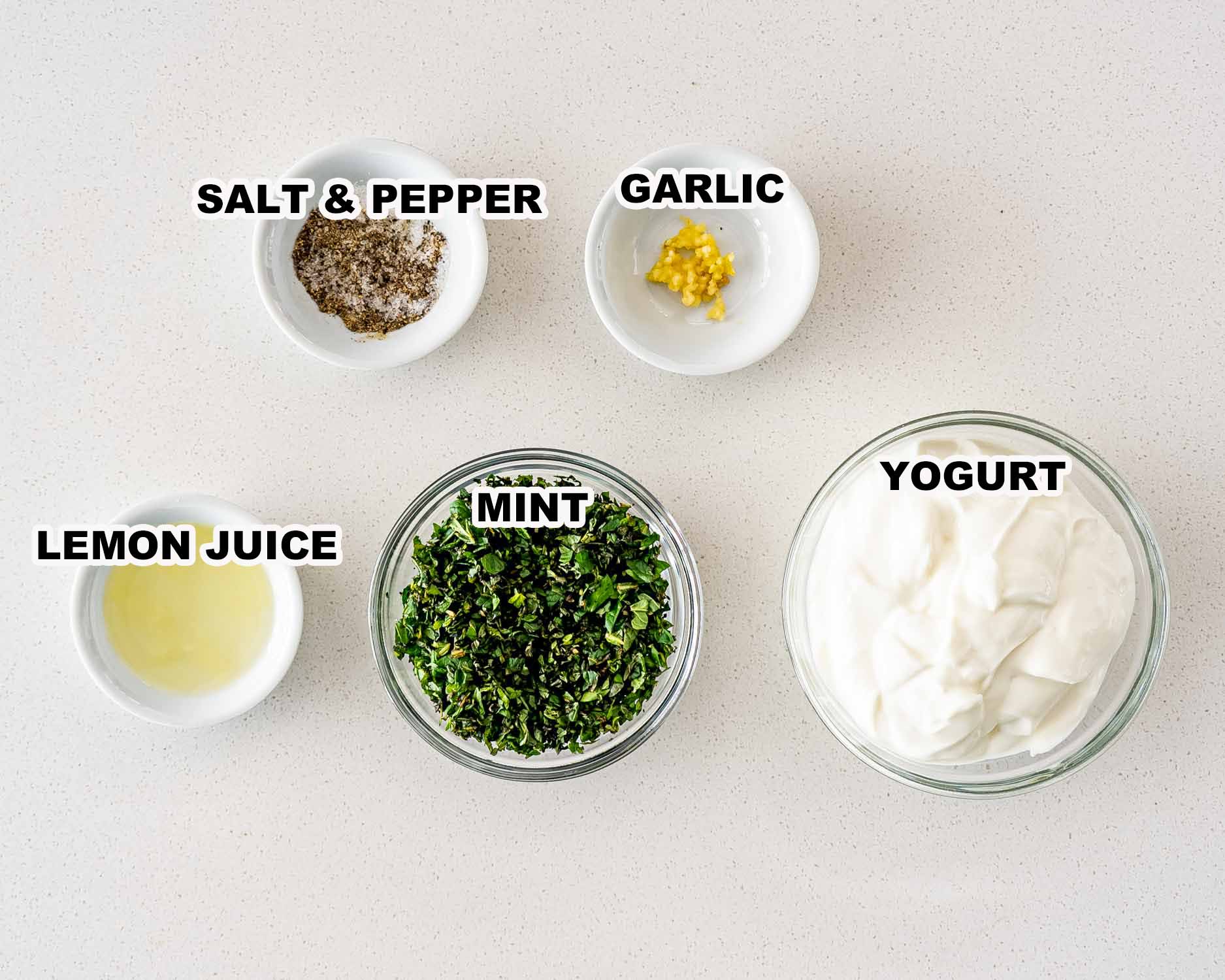 ingredients needed to make yogurt mint sauce.
