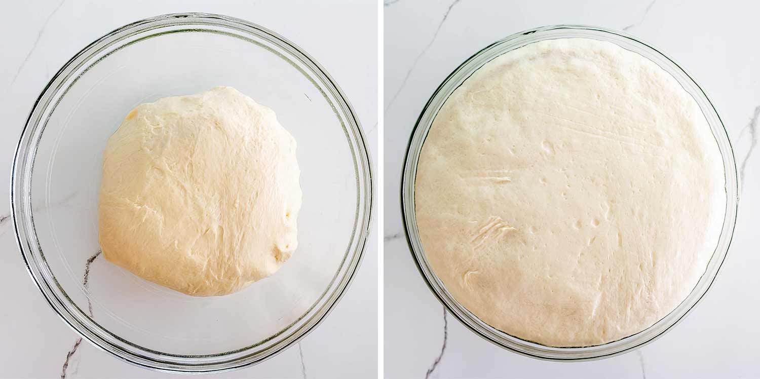process shots showing how to make artisan bread.