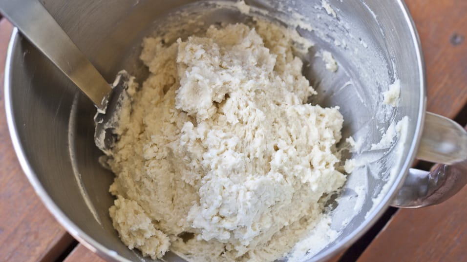 Dough in a mixing bowl
