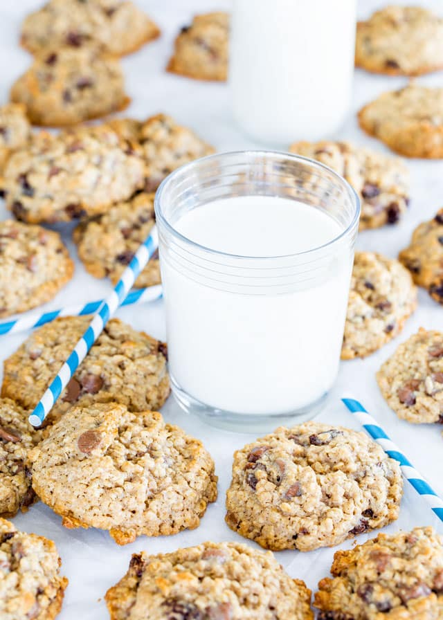 oatmeal cookies and a glass of milk