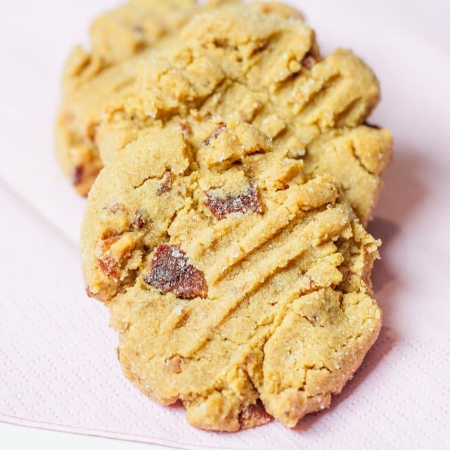 Close up shot of Peanut Butter and Bacon Cookies