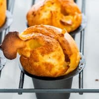closeup of a popover in a popover pan.