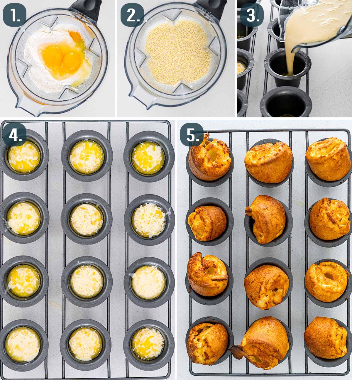 detailed process shots, showing how to make popovers.