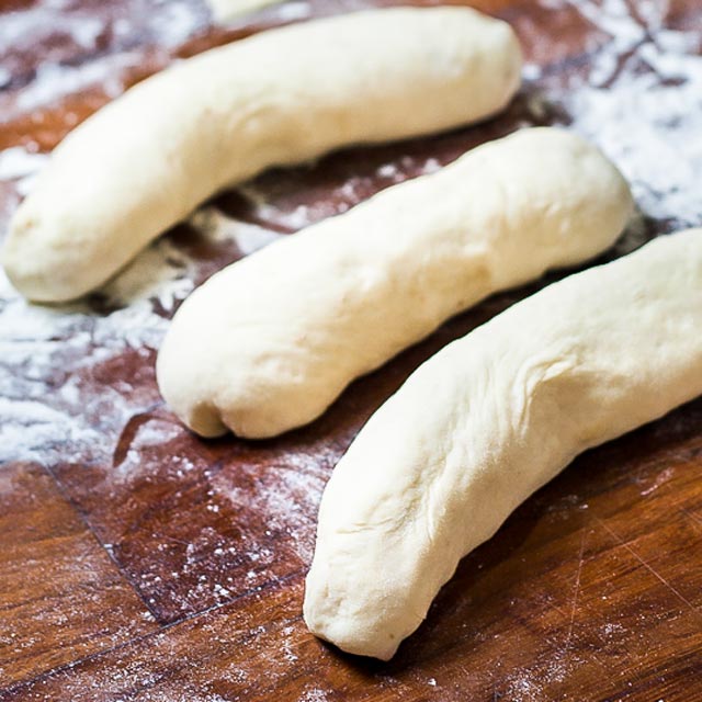 3 strips of rolled dough