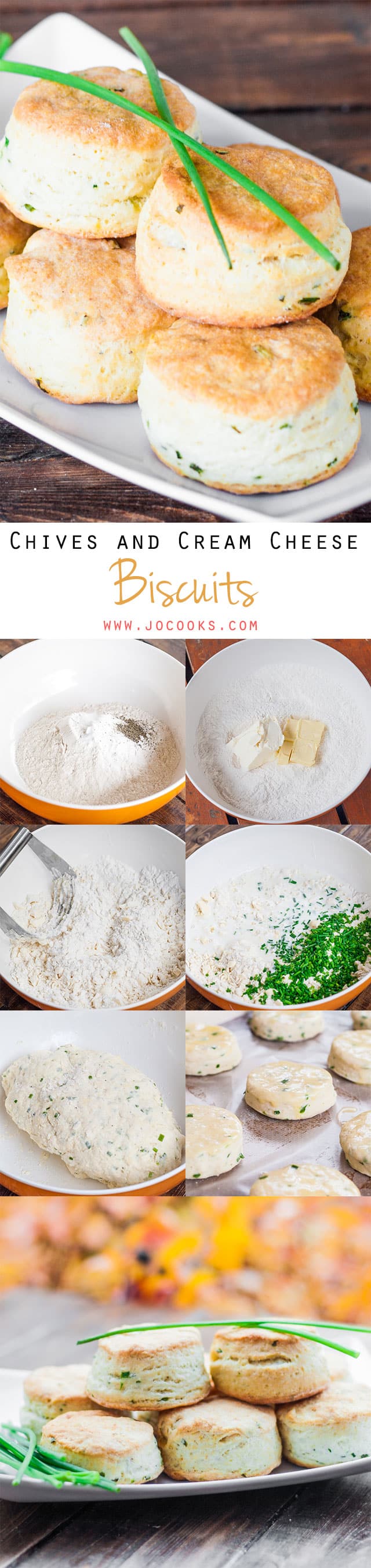 Step shots of how to make Chives and Cream Cheese Biscuits