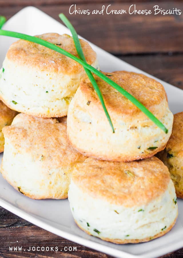 chive and cream cheese biscuits on a plate