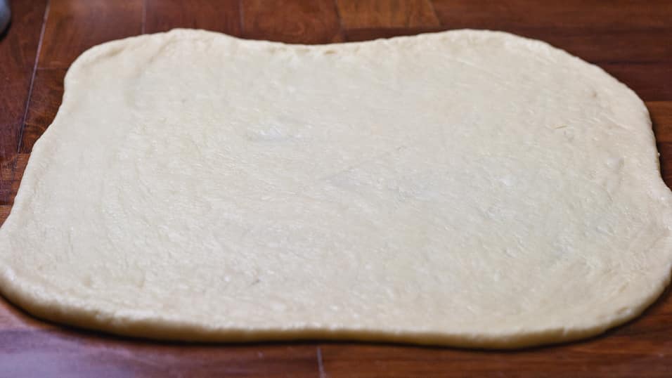 Dough rolled out into a rectangle