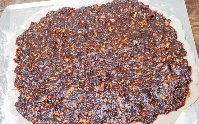 Process shot of making Date Nut Pinwheel Cookies