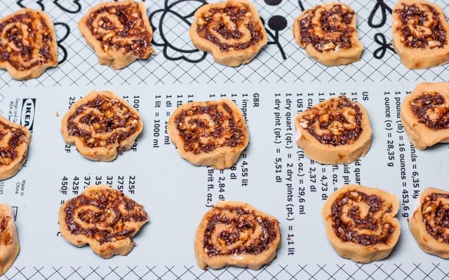 Assembled Date Nut Pinwheel Cookies