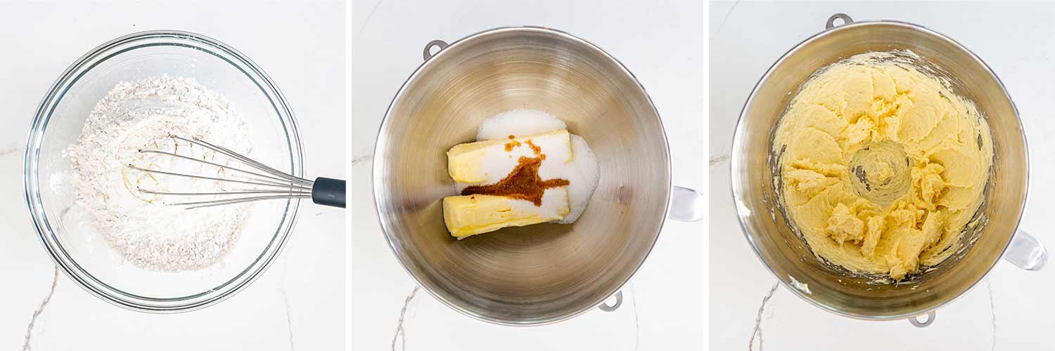 scatti di processo che mostrano come preparare mezzelune di cocco e ananas.