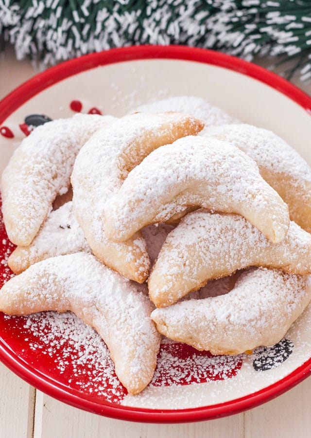 Pineapple Coconut Crescents dusted with powdered sugar