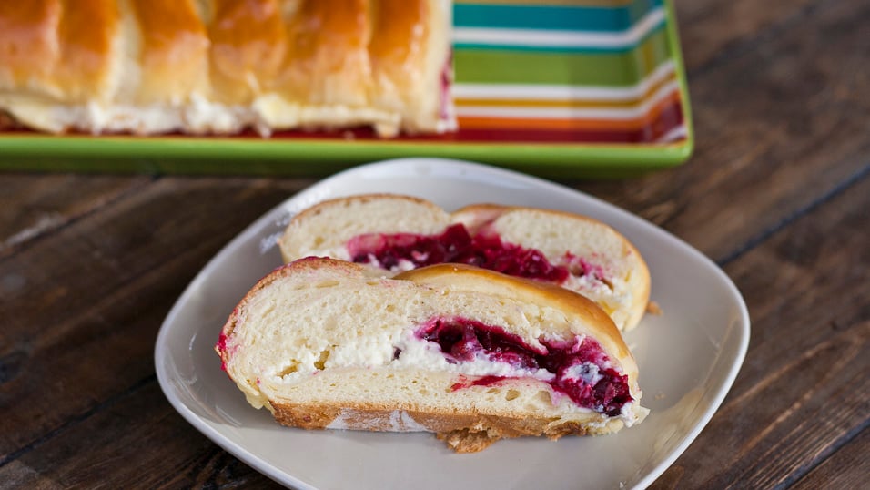 Slices of Cranberries and Cream Cheese Bread