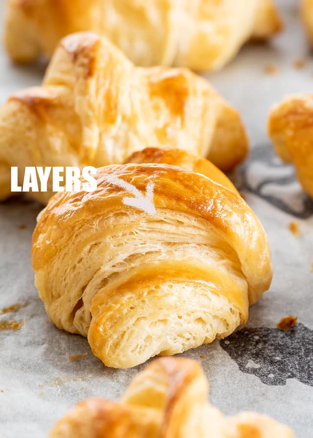 Homemade Croissants on baking sheet