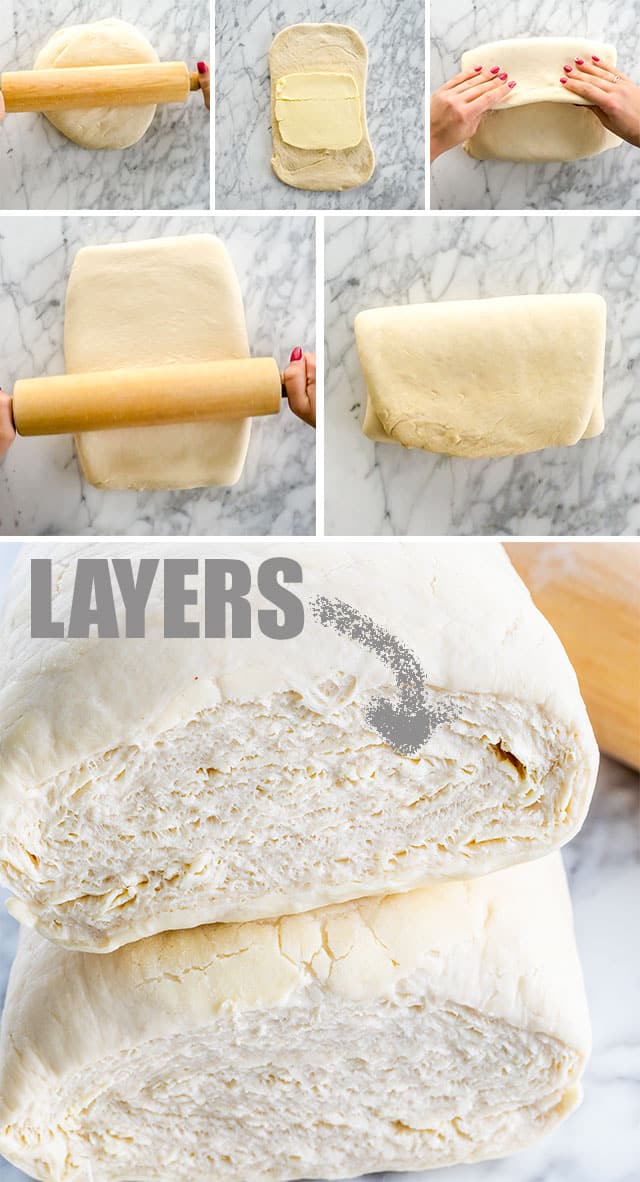 Homemade croissants process shots to roll dough