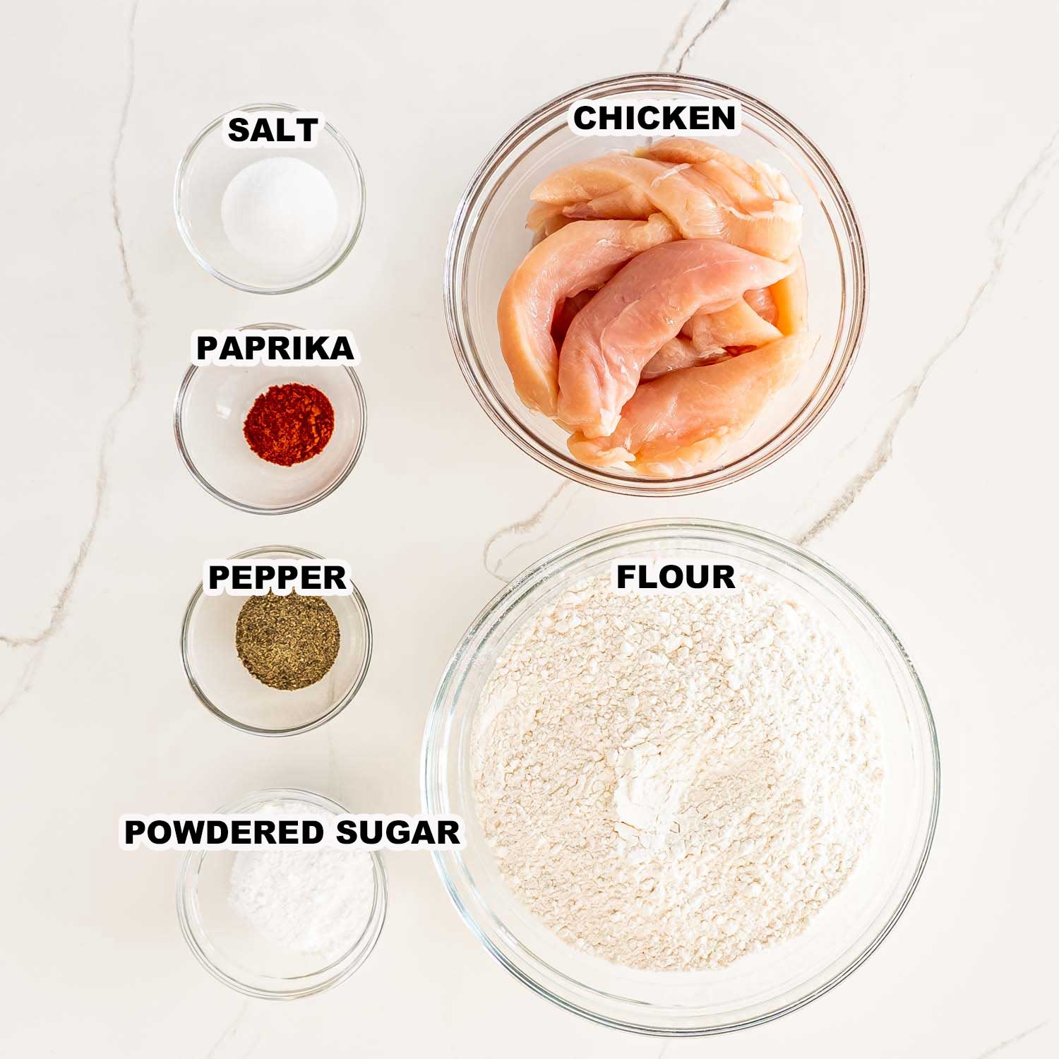 ingredients needed to make chicken poppers.