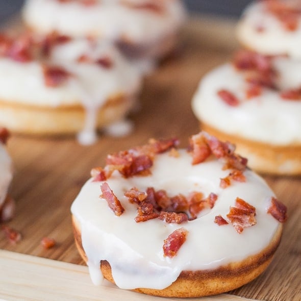 Close up shot of Maple Bacon Donuts a.k.a. "The Elvis"