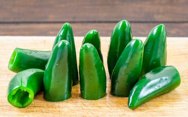 cleaned jalapenos for jalapeno poppers