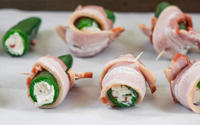 bacon wrapped jalapeno poppers ready for baking