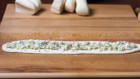 Cheese Spiral Pie being assembled