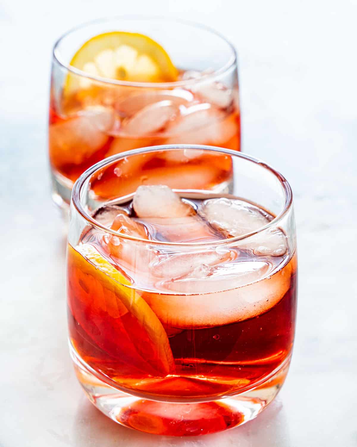 two glasses of negroni cocktails