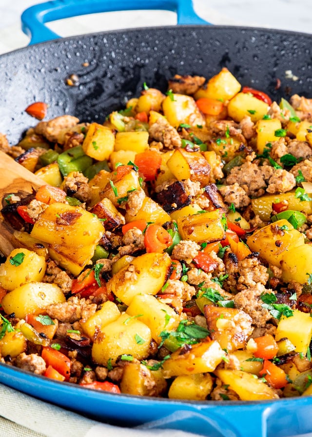 Sausage Potato Hash in a skillet
