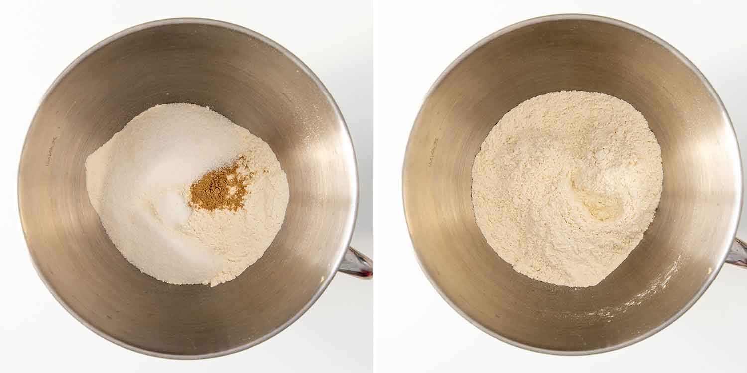 process shots showing how to make saffron buns.
