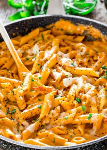 Roasted Red Pepper and Pecan Pesto Penne - Jo Cooks