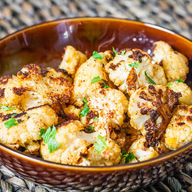 A bowl of Cauliflower Poppers 