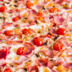 close up shot of a deli pizza