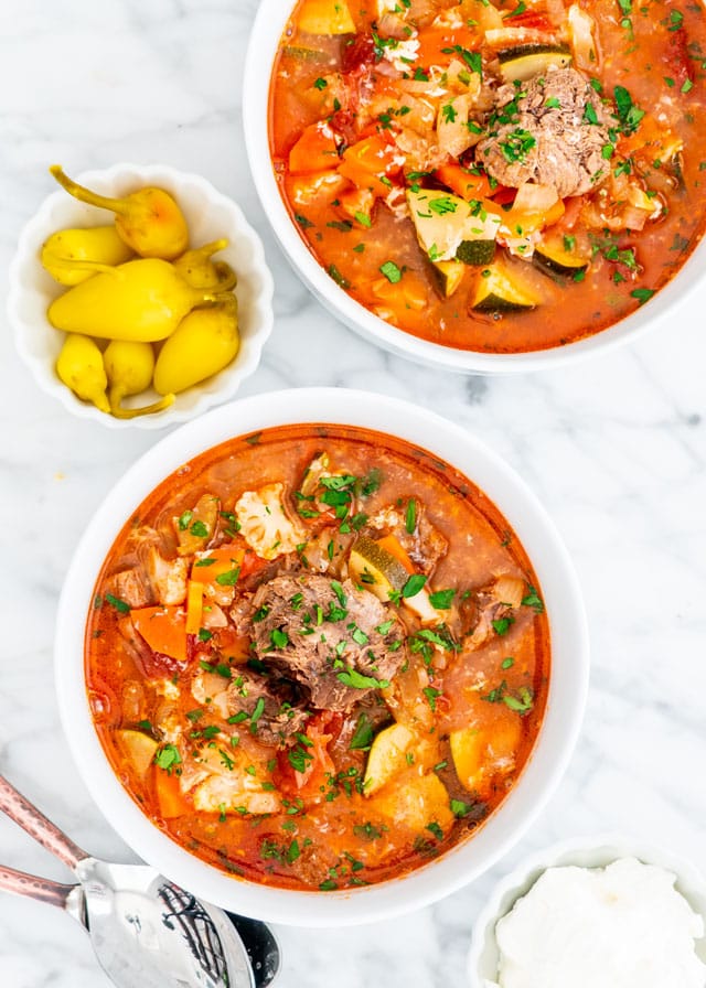 Vegetable Beef Soup in bowls