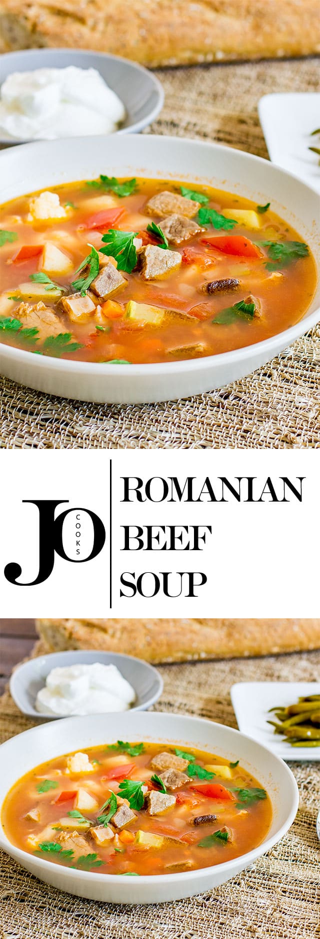 Beef Soup – a traditional Romanian soup full of veggies, very healthy and delicious. The beef is cooked for 3 hours thereby making it super moist.