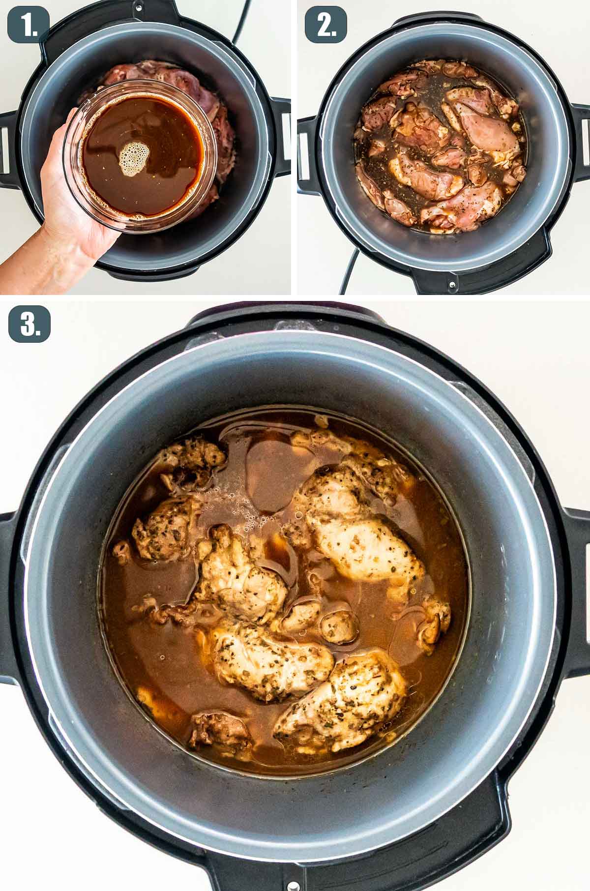 process shots showing how to make brown sugar pulled pork.